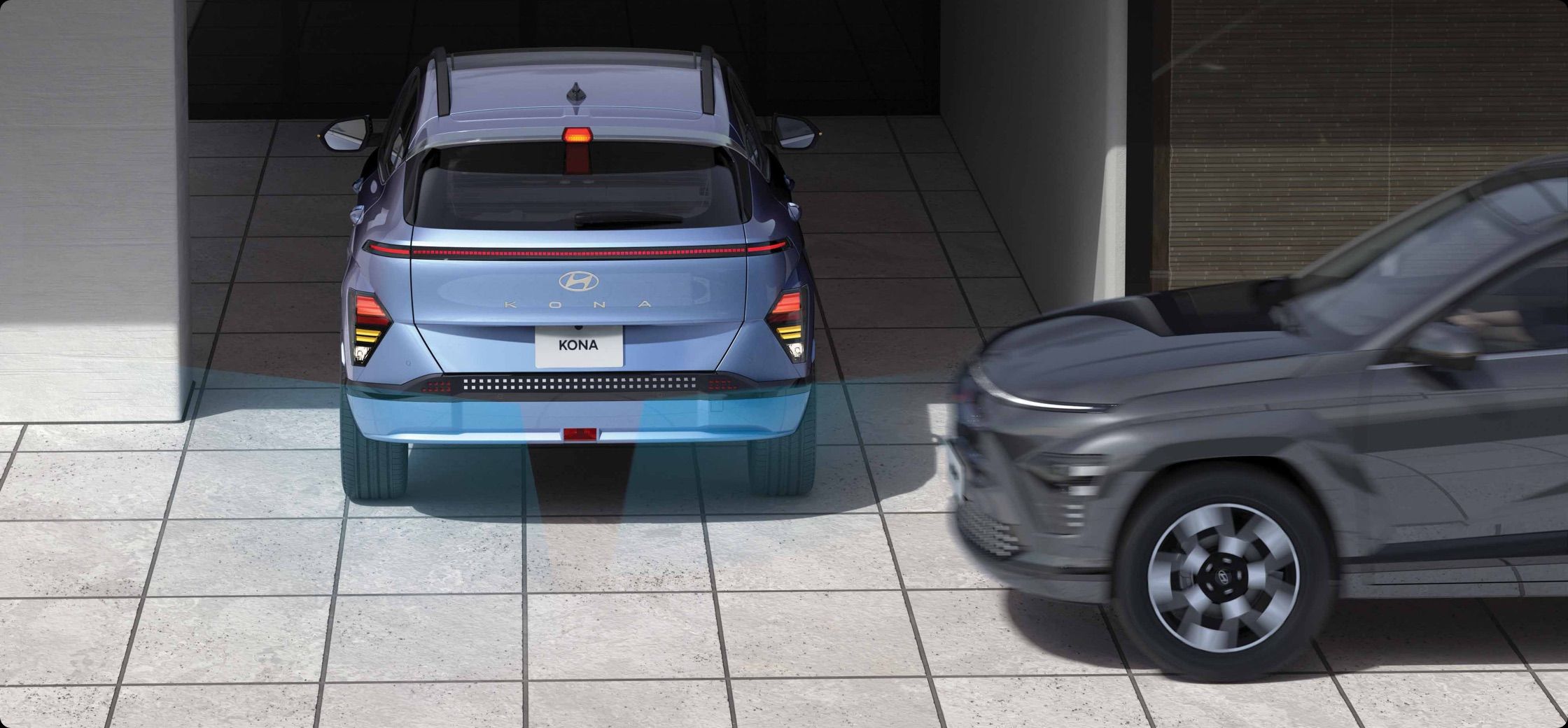 KONA EV リヤクロストラフィックコリジョンアボイダンスアシスト - Hyundai Mobility Japan (ヒョンデ ジャパン)