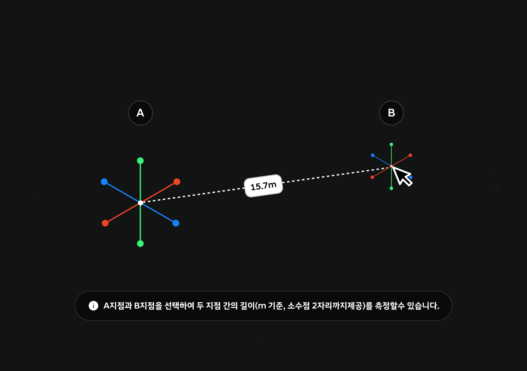 측정모드 길이측정 도움말