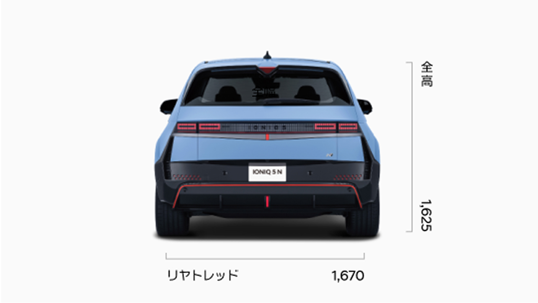 IONIQ 5 N背面寸法 - Hyundai Mobility Japan (ヒョンデ ジャパン)