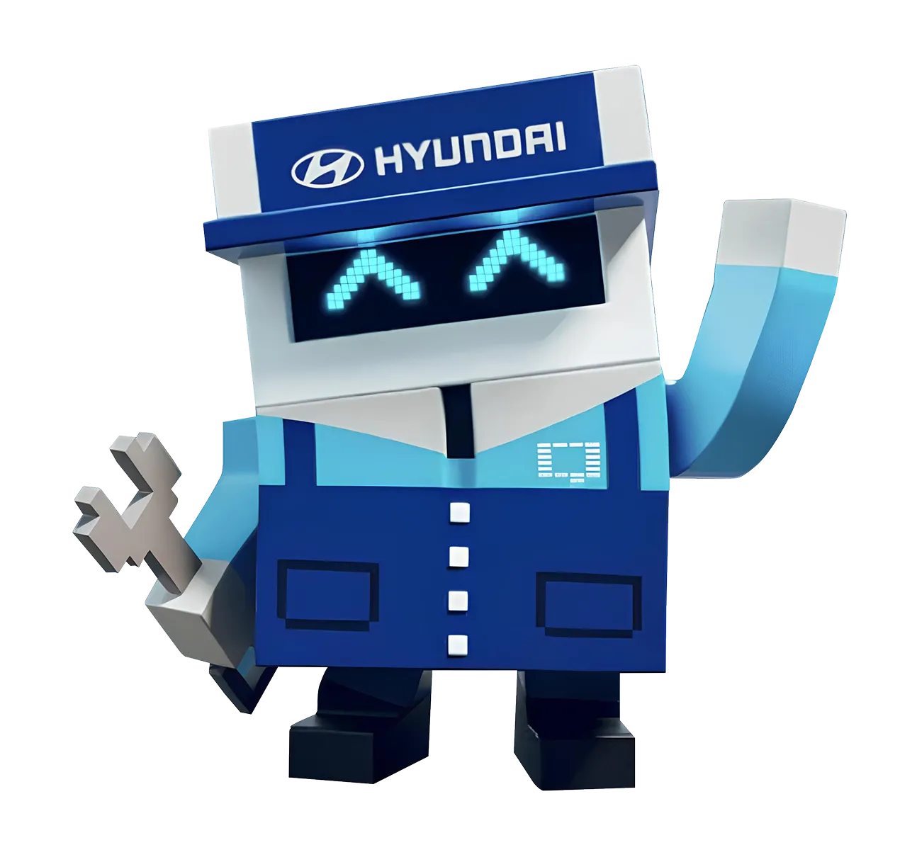 ピクセルモチーフのヒョンデキャラクター正面- Hyundai Mobility Japan (ヒョンデ ジャパン)