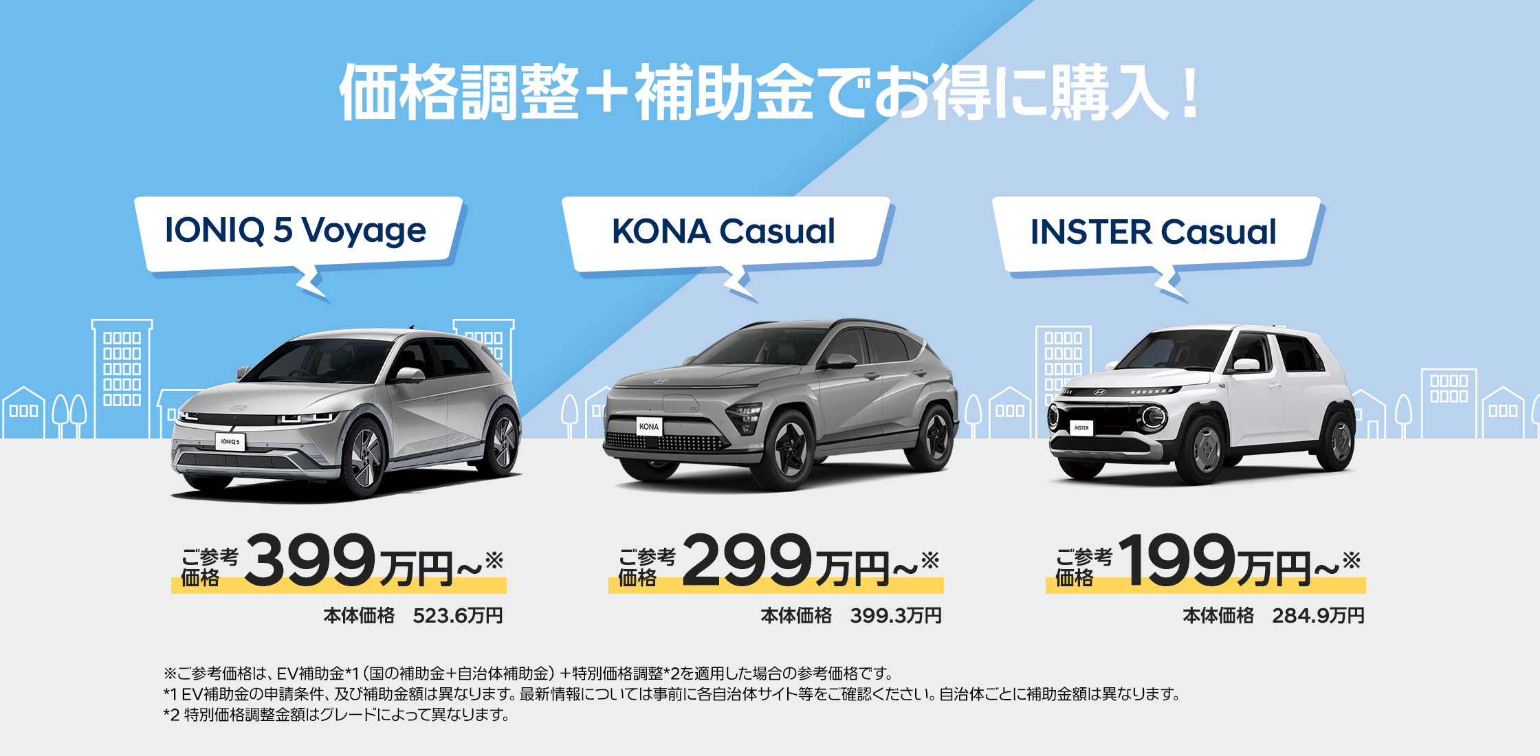 ヒョンデEV 価格調整＋補助金でお得に購入！